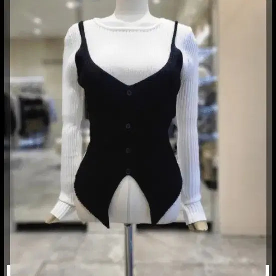 [BUNJANG] Egoist Knit Bustier Black Set / 에고이스트  니트뷔스티에 블랙 세트