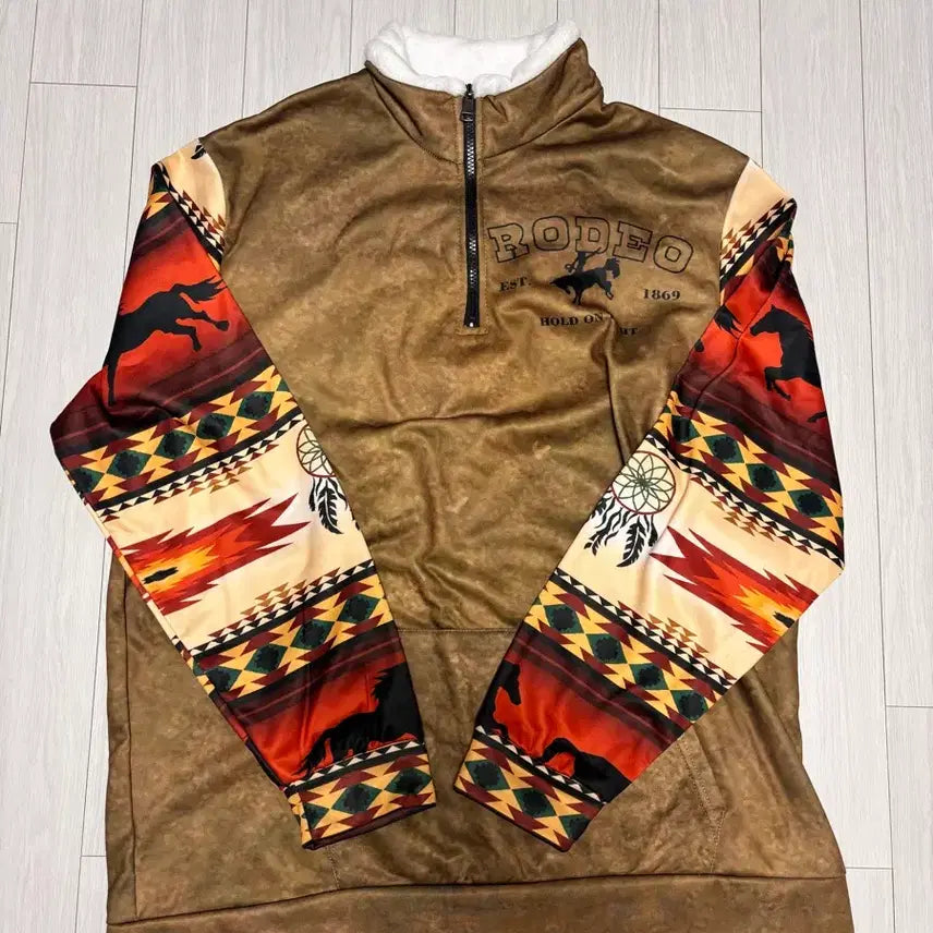 [BUNJANG] Rodeo Men's Half Zip-Up Fleece Jacket / 로데오 기모 남성 하프 집업