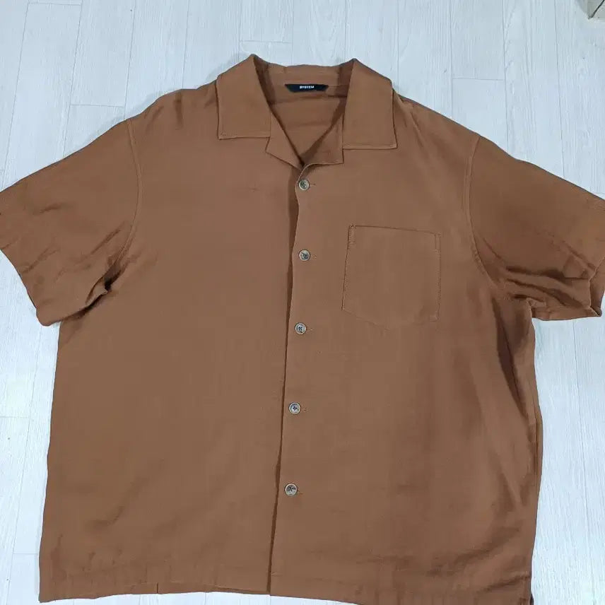 [BUNJANG] System Homme Brown Open Collar Oversized Short Sleeve Shirt Size 100 / 시스템옴므 브라운 오픈카라 오버핏 반팔셔츠 100사이즈
