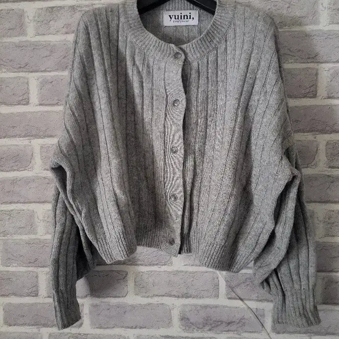 [BUNJANG] Yuini Gray Rayon Ribbed Cardigan / yuini 그레이 가오리 골지가디건/알뜰한여우