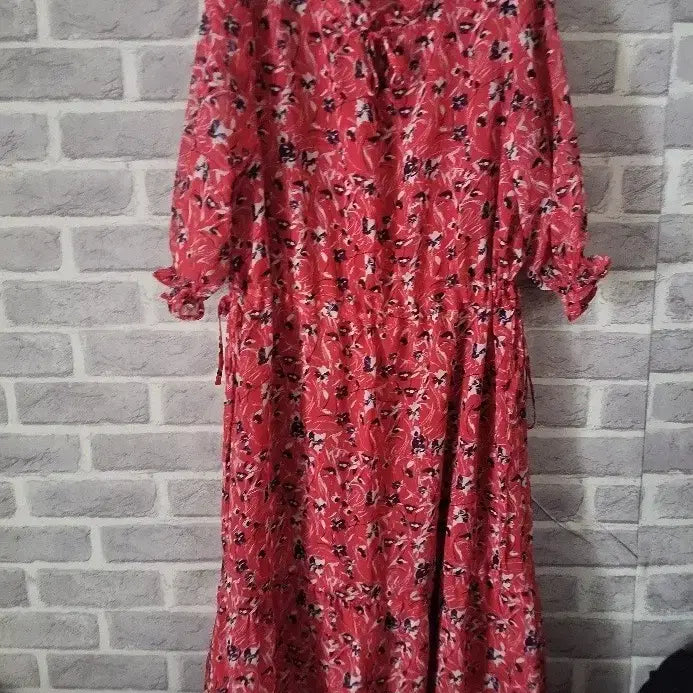 [BUNJANG] Nnf Red Flower Chiffon Long Dress Size 66 / Nnf 레드 플라워 쉬폰 롱 원피스66/알뜰한여우