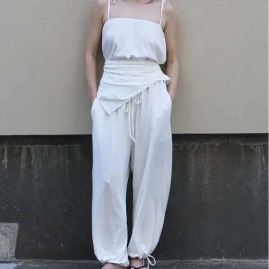 [BUNJANG] Obheden Fluid Tank Top Scarf Set / 오브헤덴 플루이드 탱크탑 스카프 세트