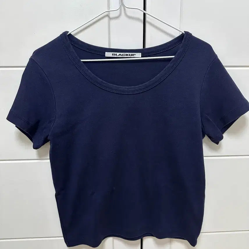 [BUNJANG] Black Up Navy Basic Short Sleeve T-Shirt / 블랙업 네이비 기본 반팔티