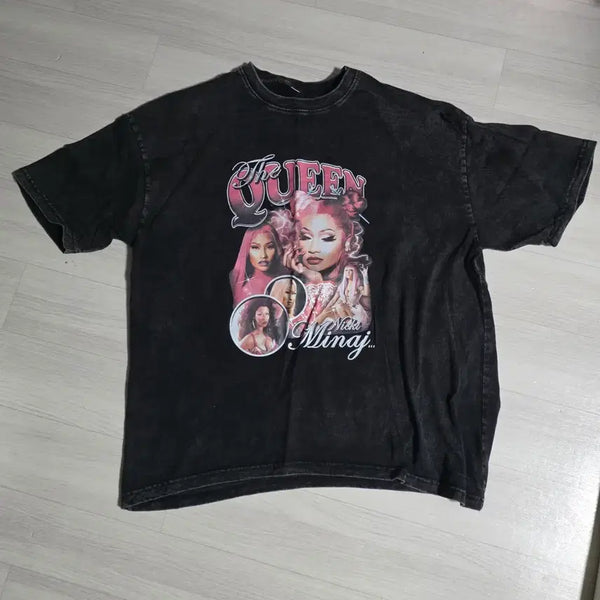 [BUNJANG] Nicki Minaj Oversized Stonewashed T-Shirt / 니키 미나즈 오버사이즈 스톤워싱 반팔 티셔츠