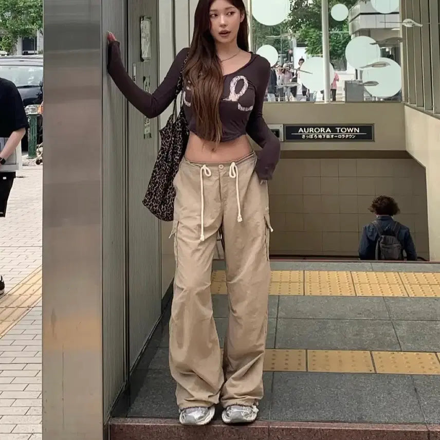 [BUNJANG] Hottiee Yura Beige Cargo Wide Pants / 하티 최유라 베이지 카고 와이드 팬츠 hottiee