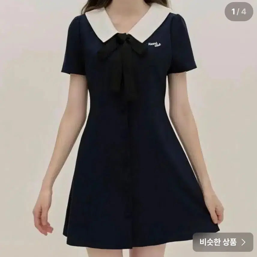 [BUNJANG] Heart Club Ribbon Mini Dress / 하트클럽 리본 원피스