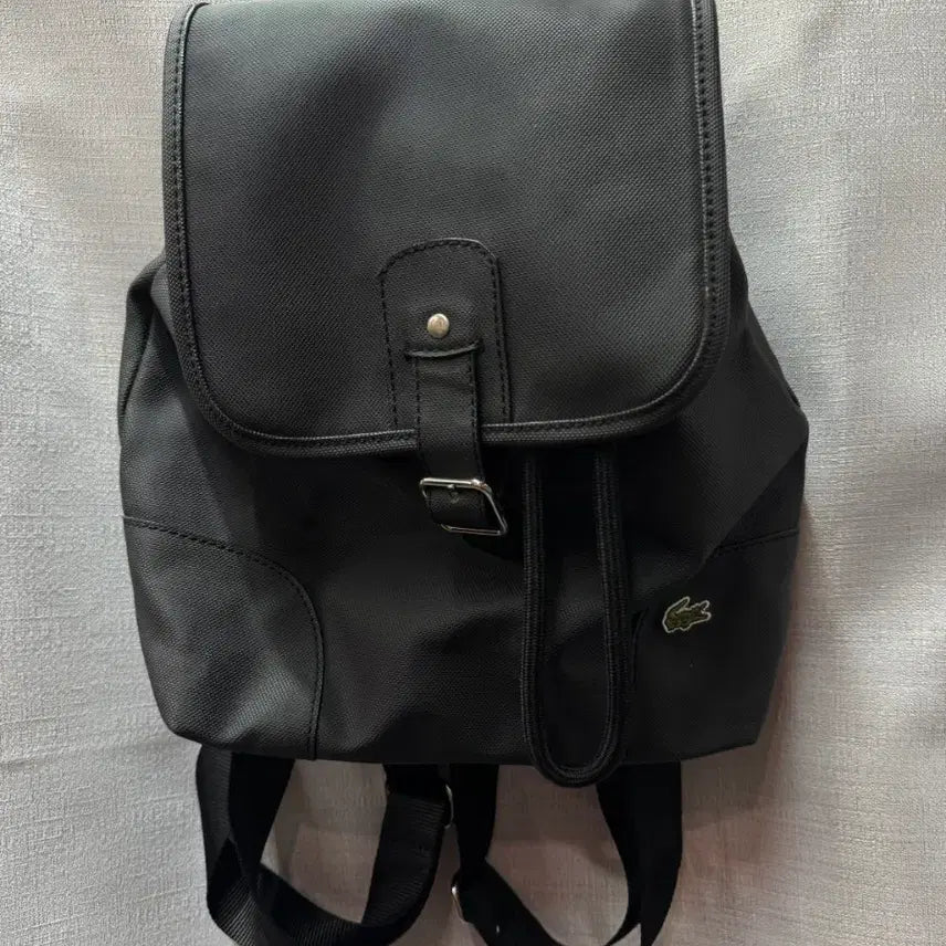 [BUNJANG] Lacoste Black Pique PVC Backpack / 라코스테 블랙 피케 PVC소재 백팩