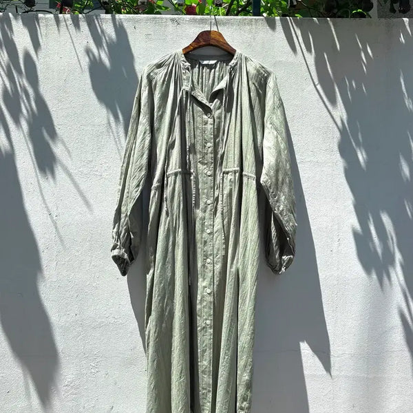 [BUNJANG] SLY Khaki Mint Punching Long Robe Dress F / SLY 카키 민트 펀칭 롱 로브 원피스 F