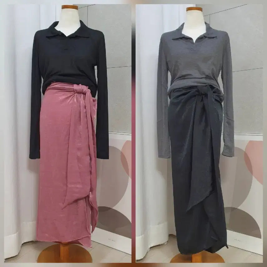 [BUNJANG] Silk Blend Wrap Style Long Skirt / 새상품) 실크 감성 랩 스타일 롱 스커트
