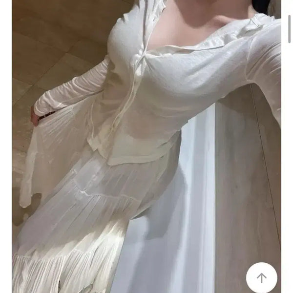 [BUNJANG] White See-Through Cardigan / 시스루가디건 화이트