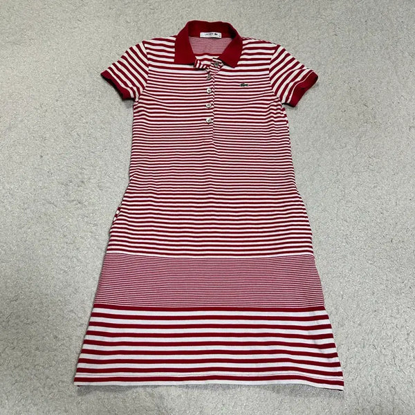 [BUNJANG] Lacoste Striped Short Sleeve Dress Size 34 / 라코스테 스트라이프 반팔 원피스 34