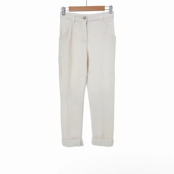 [BUNJANG] Chanel Women's Wool Roll-up Tweed Pants White P44007V32250 / [36] 샤넬 여성 울 롤업 트위드 팬츠 화이트 P44007V32250
