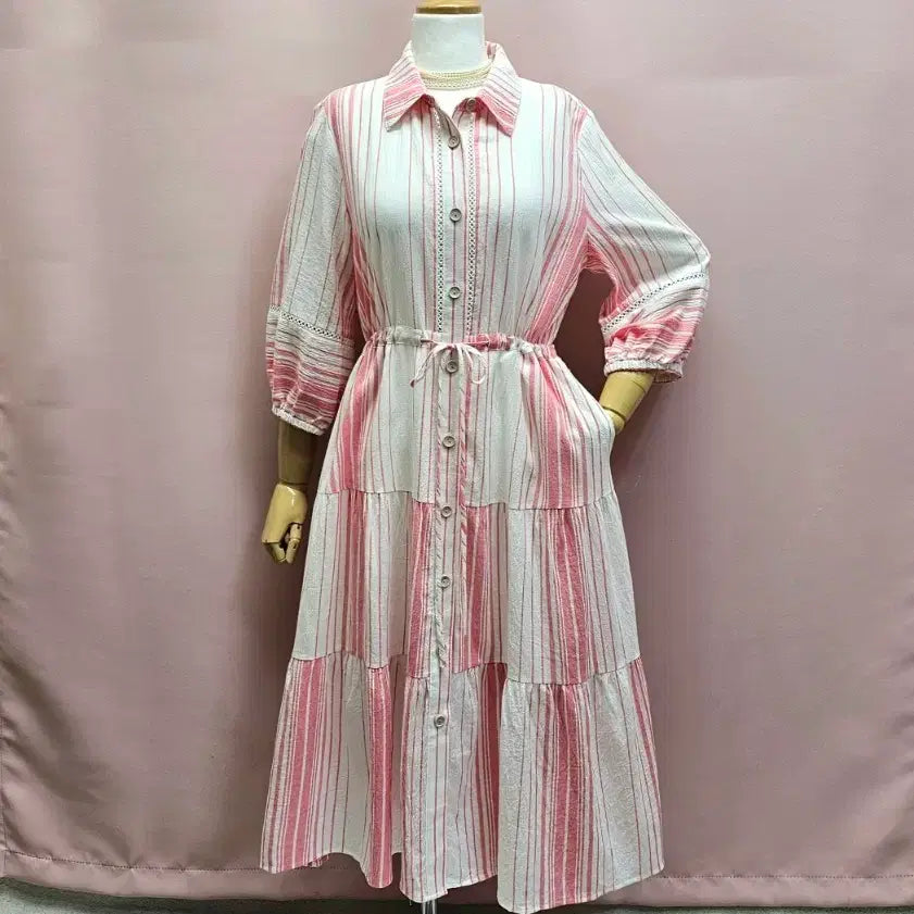 [BUNJANG] Jason Wu Pink Stripe Long Dress / 제이슨 우 핑크 스트라이프 롱원피스