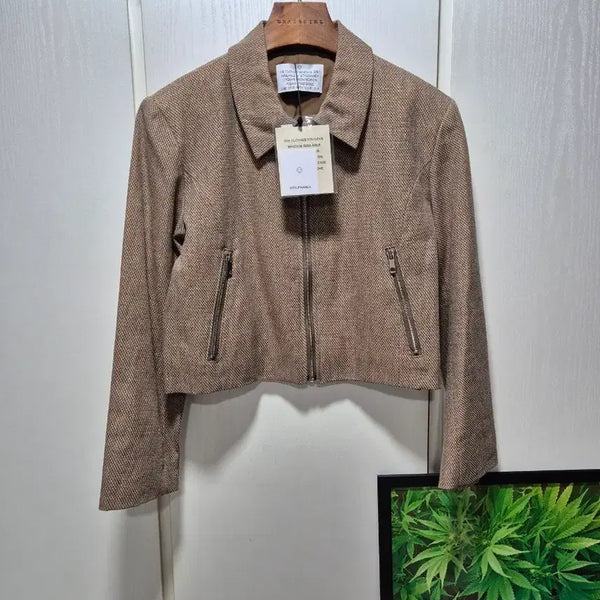 [BUNJANG] Stylenanda Mohair Blend Zipper Jacket Brown / (세일)(새상품)스타일난다 마혼방 지퍼자켓 브라운