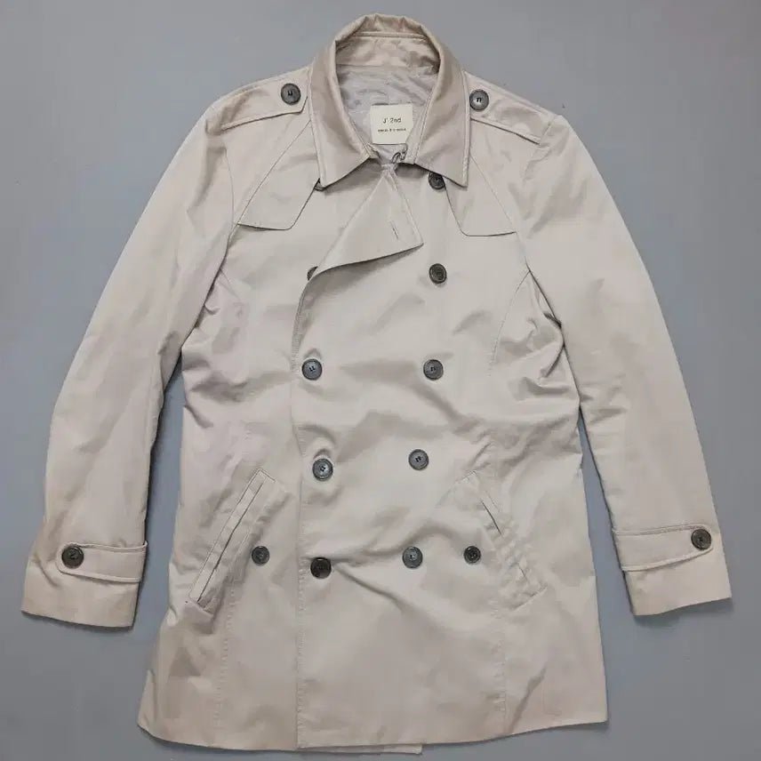 [BUNJANG] J 2nd Double Button Beige Trench Coat (Size 105) / [105] 제이세컨 더블버튼 베이지 트렌치 코트 J 2nd