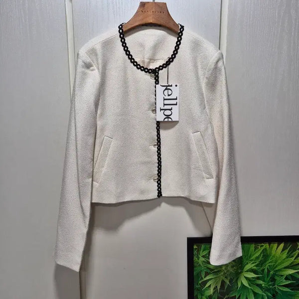 [BUNJANG] Jellpe Ivory Cropped Tweed Jacket / (세일)(새상품)jellpe 아이보리 크롭 트위드 자켓