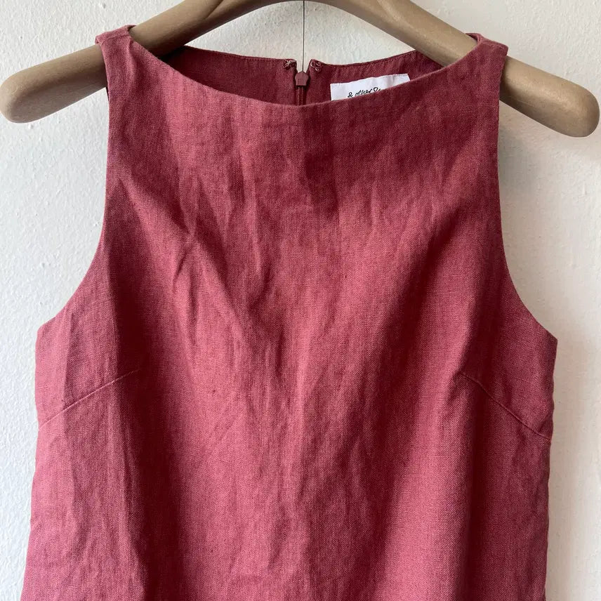[BUNJANG] And Other Stories Dusty Red Linen Sleeveless Mini Dress Size 32 / 앤아더스토리즈 여성 더스티레드 린넨원피스 민소매원피스 32 (새상품)