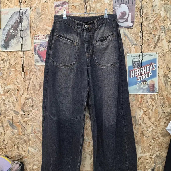 [BUNJANG] Trillion Washed Wide Denim Pants L / 트릴리온 커브진 워싱 와이드 데님 팬츠 L