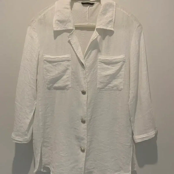 [BUNJANG] SISLEY Women's 7-Sleeve White Shirt Size 44(66) / 여성 시슬리 셔츠 44(66)