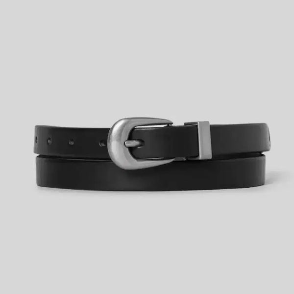 [BUNJANG] 8 Seconds Real Leather 20MM Slim Western Belt Black / 에잇세컨즈 리얼레더 20MM 슬림 웨스턴 벨트 블랙