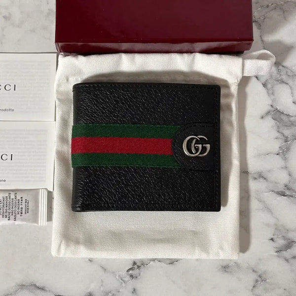 [BUNJANG] Gucci Ophidia Bi-fold Wallet Silver Black / [새상품] 구찌 오피디아 삼선 반지갑 은장 블랙
