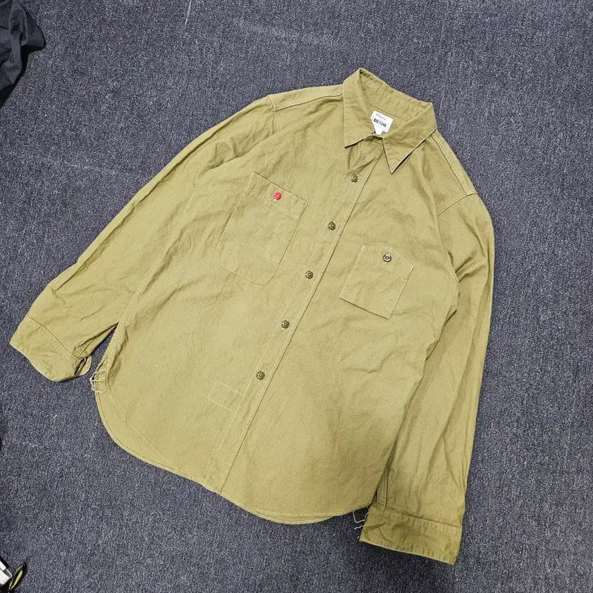 [BUNJANG] BIGYANK Vintage Khaki Shirt with Dual Pockets / 빅얀크 BIGYANK 셔츠