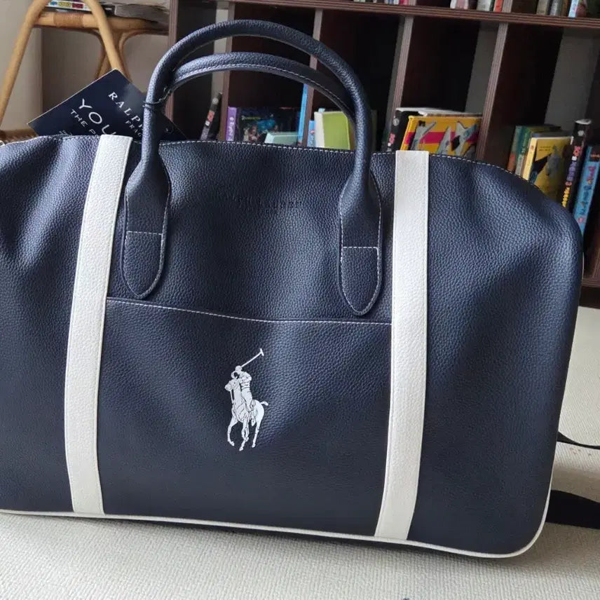 [BUNJANG] Polo Ralph Lauren Faux Leather Travel Bag Navy / 폴로 랄프로렌 포우레더 여행가방 네이비색상 새상품