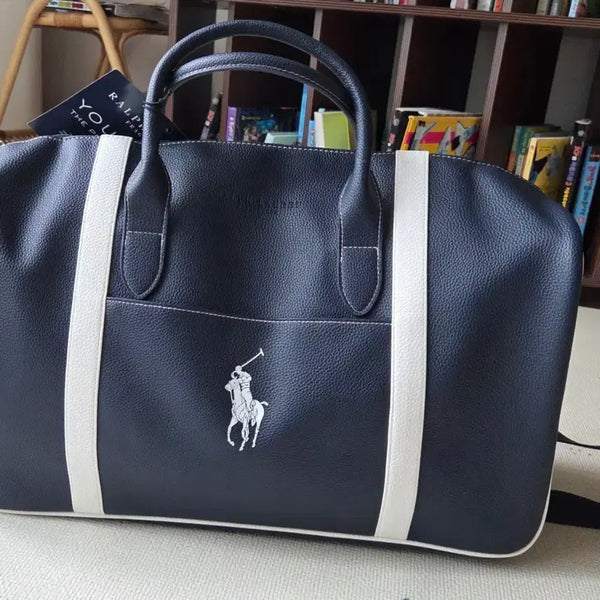 [BUNJANG] Polo Ralph Lauren Faux Leather Travel Bag Navy / 폴로 랄프로렌 포우레더 여행가방 네이비색상 새상품