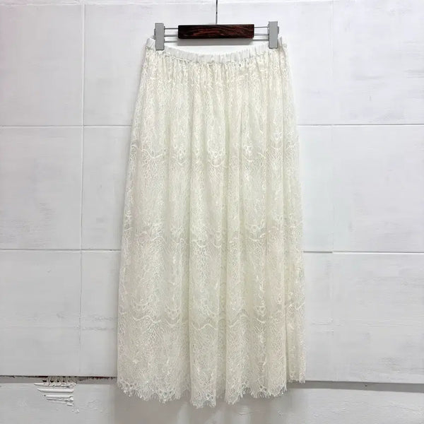 [BUNJANG] Alicia Pageboy White Layered Lace Long Skirt / alicia PAGEBOY 화이트 레이어드 레이스 롱 스커트 F JPN