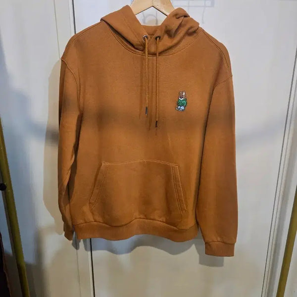 [BUNJANG] Brown Character Embroidered Hoodie M / 브라운 캐릭터 자수 후드티 M