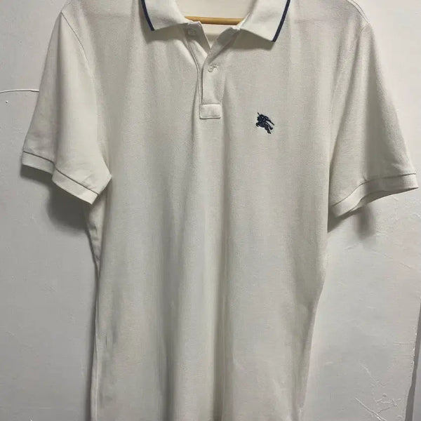 [BUNJANG] Burberry Brit Logo White Short Sleeve Polo Shirt / 버버리 브릿 로고 화이트 반팔 폴로티