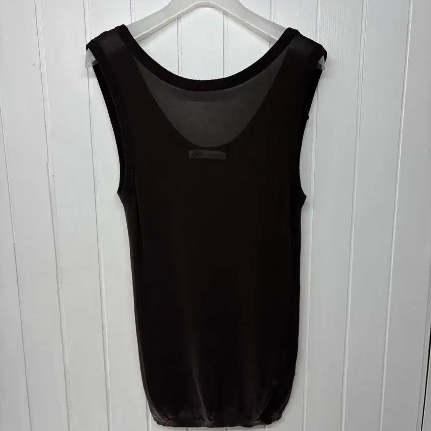 [BUNJANG] ZARA Brown Summer Knit Scoop Neck Sleeveless Top L / ZARA 브라운 여름니트 스쿱백 민소매 L(55-66)  바