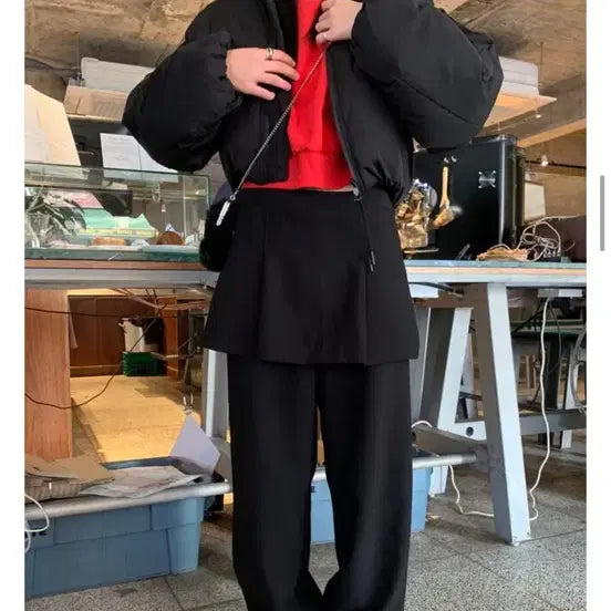 [BUNJANG] Linen Blend Layered Slacks / 리넨느 스커트 레이어드 슬랙스