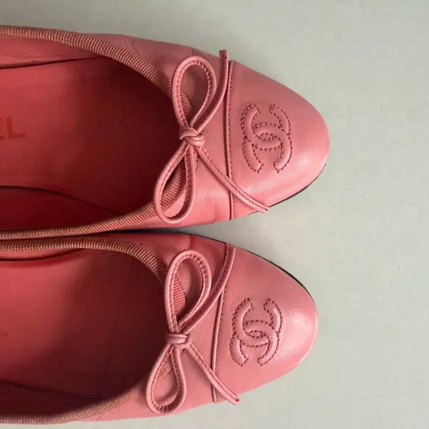[BUNJANG] Chanel Genuine Leather Flat Shoes Pink / 샤넬플랫