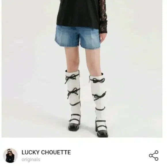 [BUNJANG] Lucky Chouette Black Logo T-Shirt / 럭키슈에뜨 블랙 티셔츠