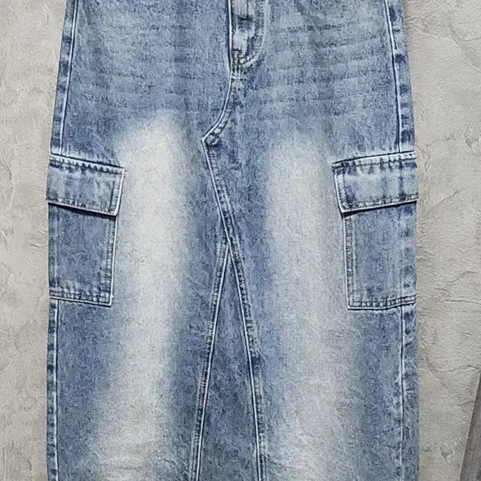 [BUNJANG] Black Up Denim Cargo Long Skirt / 블랙업청 데님 스커트 카고 치마 롱 스커트