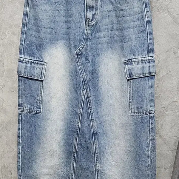 [BUNJANG] Black Up Denim Cargo Long Skirt / 블랙업청 데님 스커트 카고 치마 롱 스커트