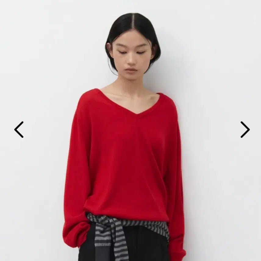 [BUNJANG] GBH Loose V-Neck Knit Red / gbh 지비에이치 루즈 브이넥 니트 레드