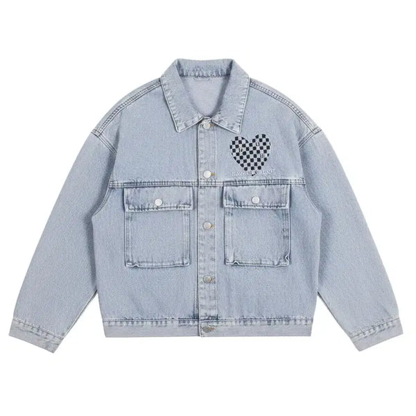 [BUNJANG] Mill Studio Heart Blue Denim Jacket / 여성F/ 밀스튜디오 하트 청 데님 자켓 35-162