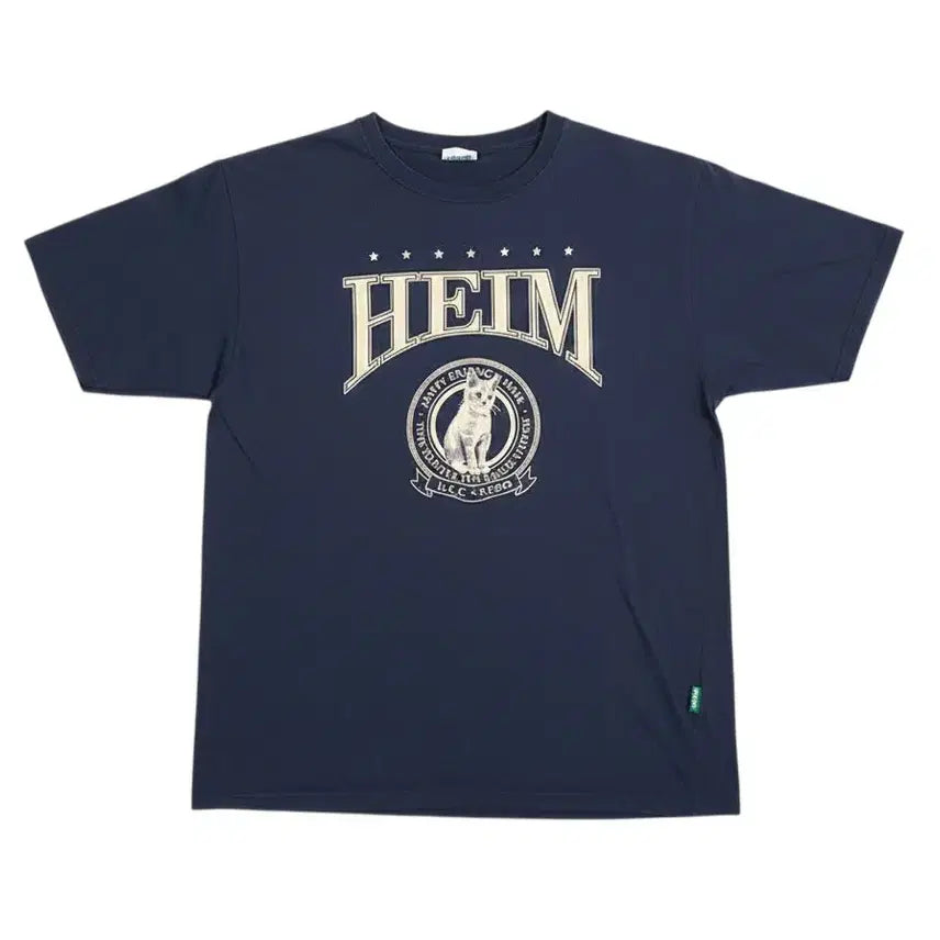 [BUNJANG] HEIM Men's Round Neck Short Sleeve T-Shirt NV / 남성F/ HEIM 캣츠 라운드넥 반팔티 NV 35-160