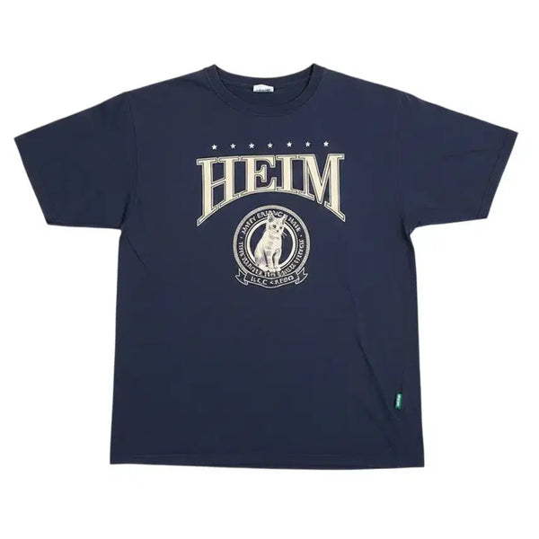 [BUNJANG] HEIM Men's Round Neck Short Sleeve T-Shirt NV / 남성F/ HEIM 캣츠 라운드넥 반팔티 NV 35-160