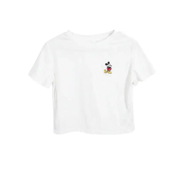 [BUNJANG] Women's S Mickey Mouse Round Neck Cropped T-Shirt / 여성S/ 미키 라운드넥 크롭 반팔티 WT 35-158