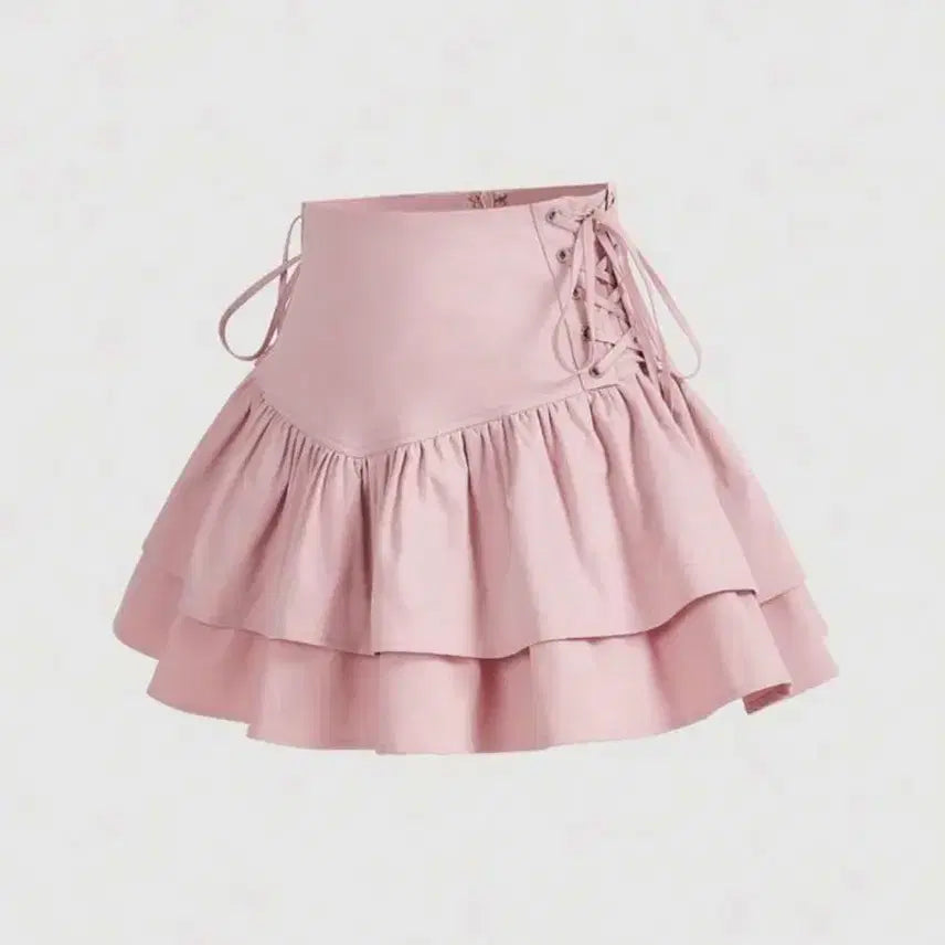 [BUNJANG] Lolita Lace-Up Mini Skirt Pink / 새상품)로리타 레이스업 캉캉 미니 스커트 핑크 스나계 마즈