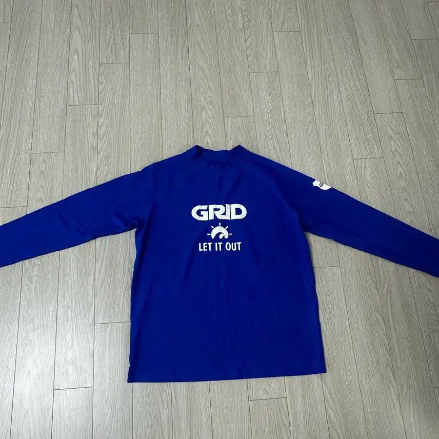 [BUNJANG] GRID Blue Long Sleeve Rash Guard / GRID LET IT OUT 블루 긴팔 래쉬가드