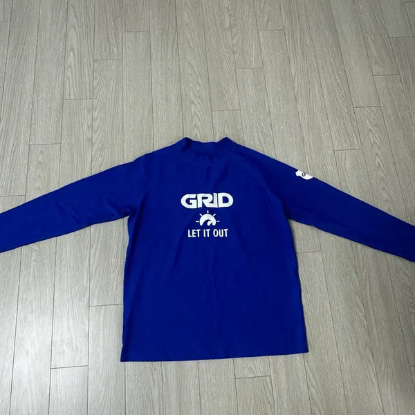 [BUNJANG] GRID Blue Long Sleeve Rash Guard / GRID LET IT OUT 블루 긴팔 래쉬가드