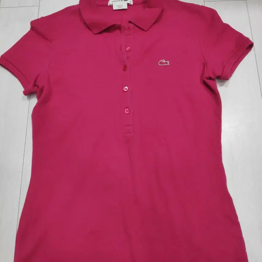 [BUNJANG] Lacoste Women's Pink Short Sleeve Polo Shirt / 라코스테 여성 핑크 반팔 폴로티 44-55