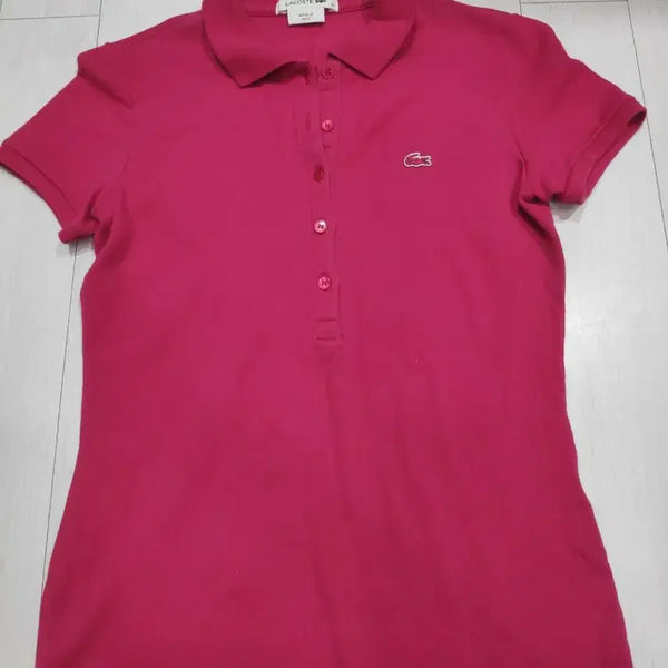 [BUNJANG] Lacoste Women's Pink Short Sleeve Polo Shirt / 라코스테 여성 핑크 반팔 폴로티 44-55