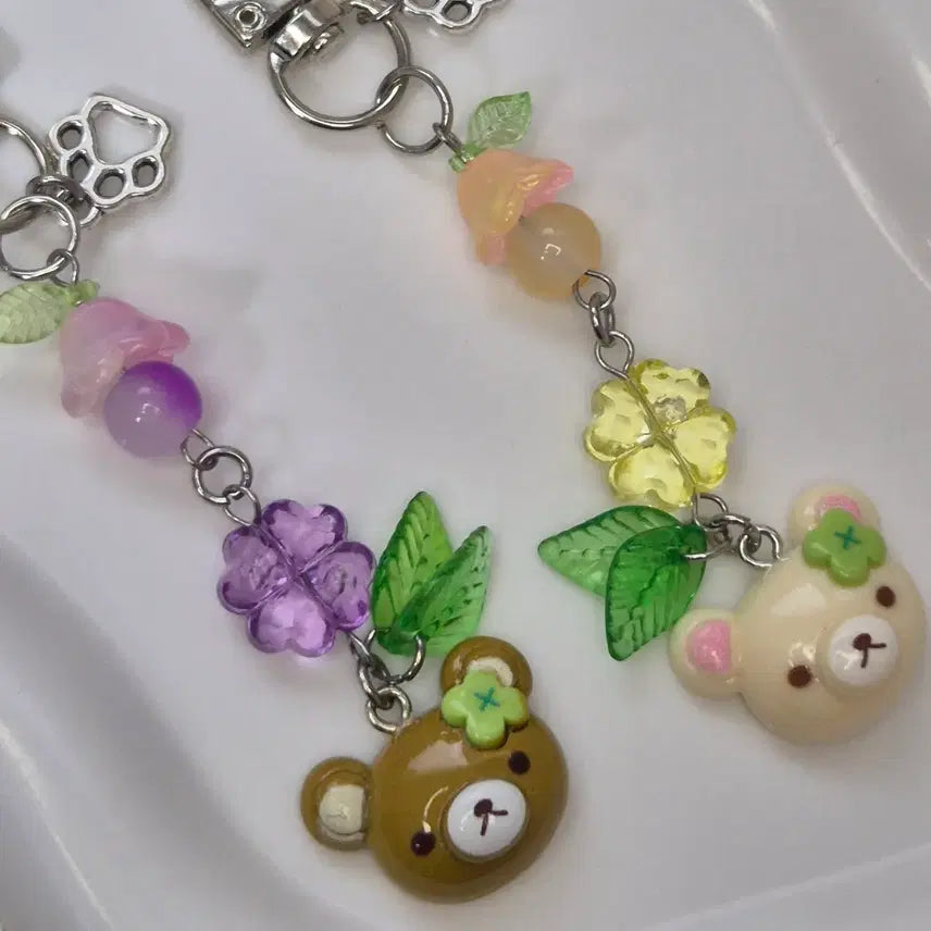 [BUNJANG] Lucky Bear Beaded Keychain / 행운곰키링 비즈키링