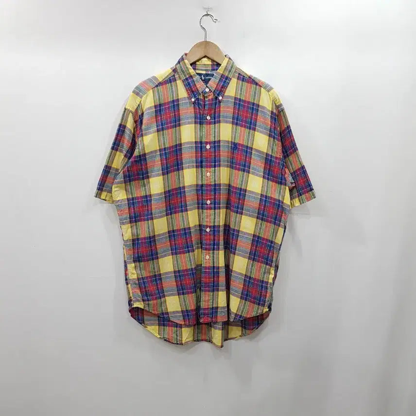 [BUNJANG] Ralph Lauren Embroidered Logo Check Pattern Oversized Boxy Short Sleeve Shirt Men's L / 랄프로렌 자수로고 체크 패턴 오버핏 박시 반팔 셔츠 남L R50