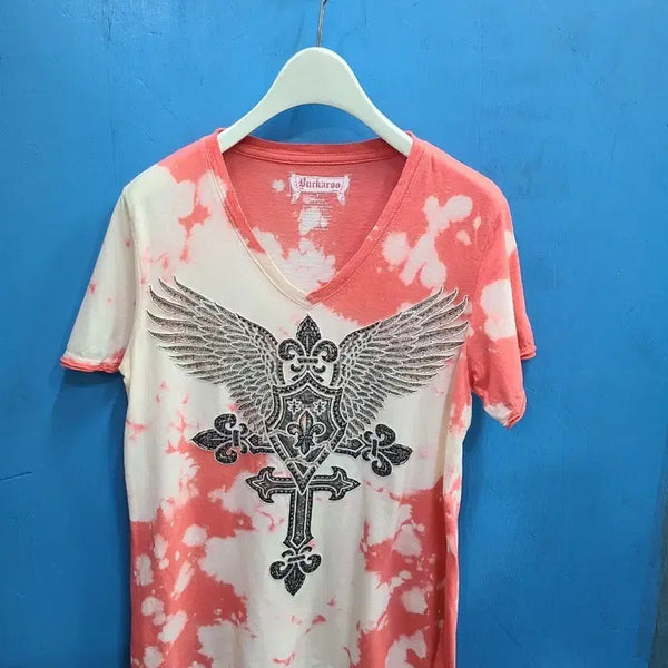 [BUNJANG] Buckaroo Punk Rock Chic Grunge Cut-off V-Neck T-Shirt / 날아라~버커루 펑크 락시크 그런지 반팔티